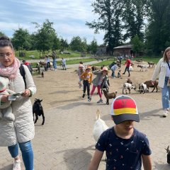 Children in the petting zoo